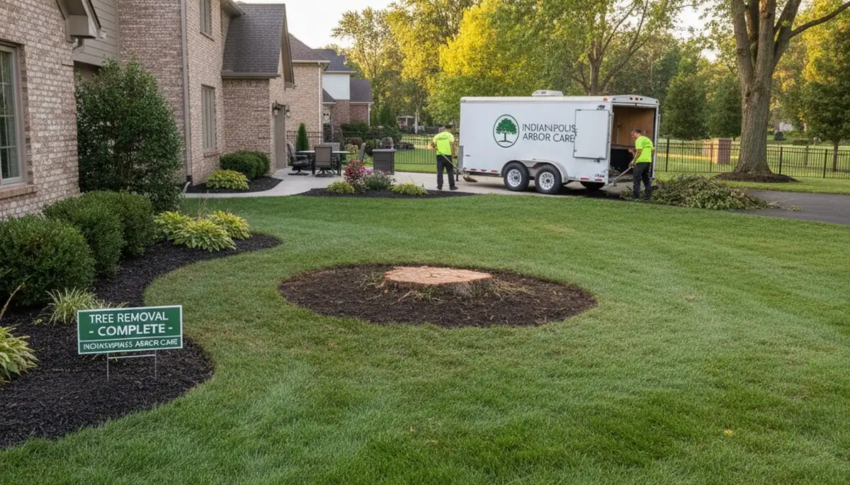 Tree removal cleanup and lawn restoration by professionals in Indianapolis, IN