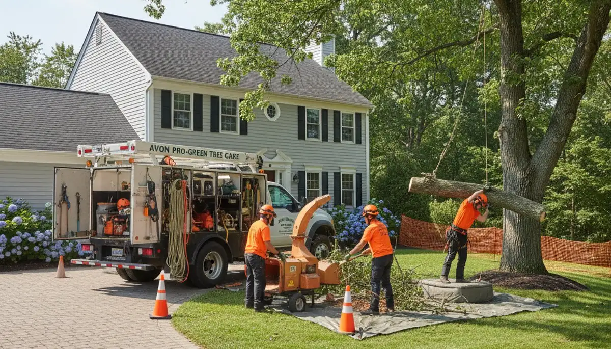 Residential tree removal crew enhancing property safety in Avon, Indianapolis, IN neighborhood