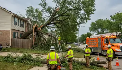 Emergency tree removal after storm damage in Plainfield, Indianapolis IN restoring property safety