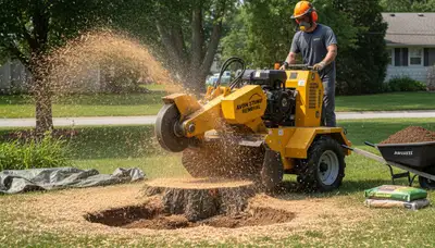 Professional stump grinding service removing tree stumps in Avon near Indianapolis, IN