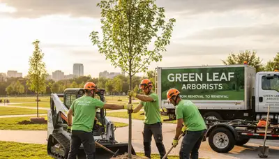 Arborist planting new tree in Indianapolis, IN for professional tree service and landscaping care