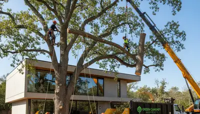 Professional tree removal service in Indianapolis, IN safely clearing large damaged tree