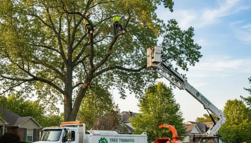 Professional tree removal service in Indianapolis IN safely cutting large tree branches